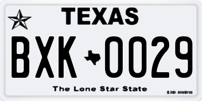 TX license plate BXK0029