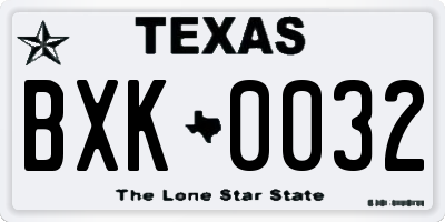 TX license plate BXK0032