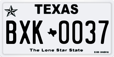 TX license plate BXK0037