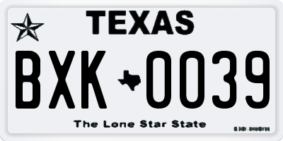 TX license plate BXK0039