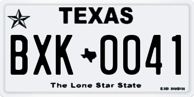 TX license plate BXK0041