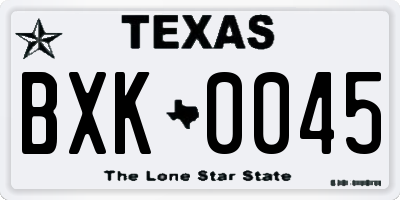 TX license plate BXK0045