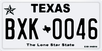 TX license plate BXK0046
