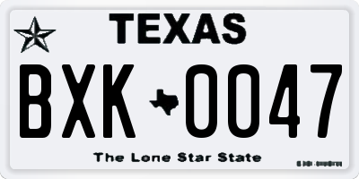 TX license plate BXK0047