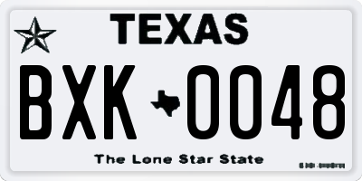 TX license plate BXK0048