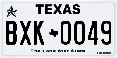 TX license plate BXK0049