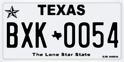 TX license plate BXK0054