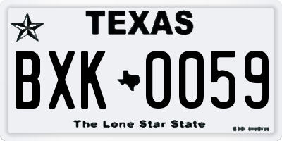 TX license plate BXK0059