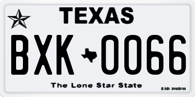 TX license plate BXK0066