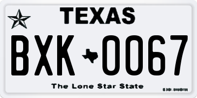 TX license plate BXK0067