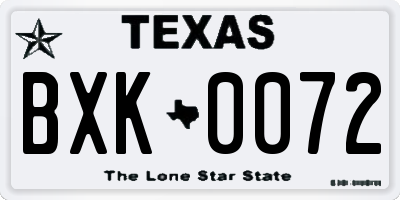 TX license plate BXK0072