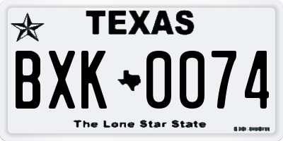 TX license plate BXK0074