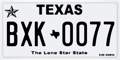 TX license plate BXK0077