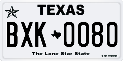 TX license plate BXK0080