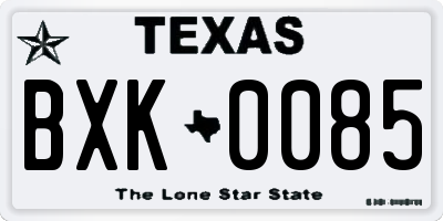 TX license plate BXK0085