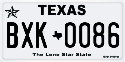 TX license plate BXK0086