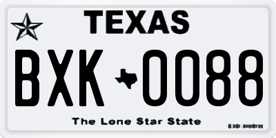 TX license plate BXK0088