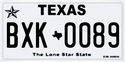 TX license plate BXK0089