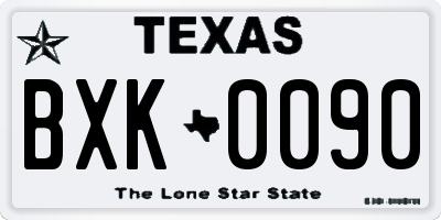 TX license plate BXK0090