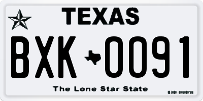 TX license plate BXK0091