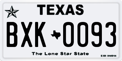 TX license plate BXK0093
