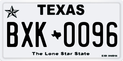 TX license plate BXK0096