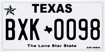 TX license plate BXK0098