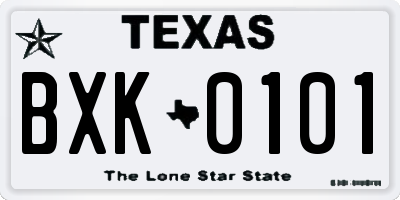 TX license plate BXK0101