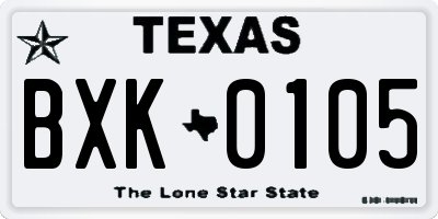 TX license plate BXK0105
