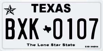 TX license plate BXK0107