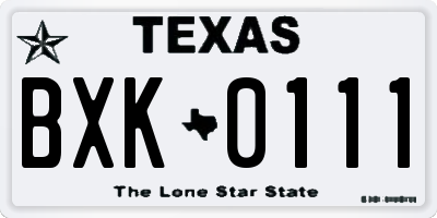 TX license plate BXK0111