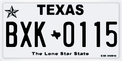 TX license plate BXK0115