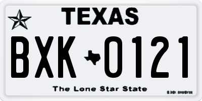 TX license plate BXK0121