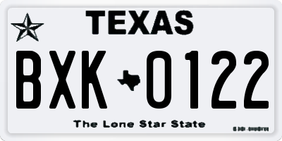 TX license plate BXK0122
