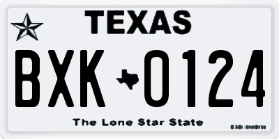 TX license plate BXK0124