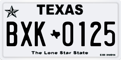 TX license plate BXK0125