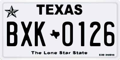 TX license plate BXK0126