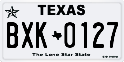 TX license plate BXK0127