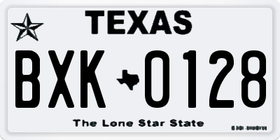 TX license plate BXK0128