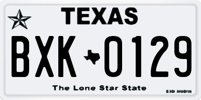 TX license plate BXK0129