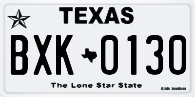 TX license plate BXK0130