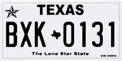 TX license plate BXK0131