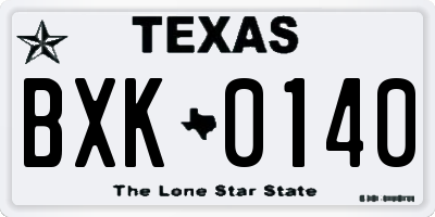 TX license plate BXK0140