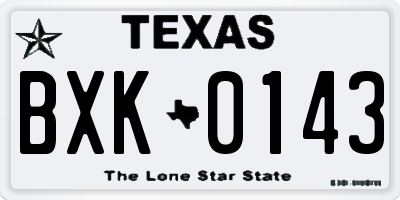 TX license plate BXK0143