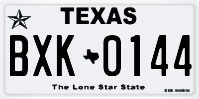TX license plate BXK0144