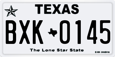 TX license plate BXK0145