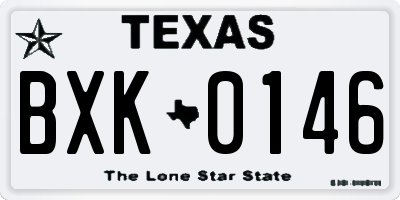 TX license plate BXK0146