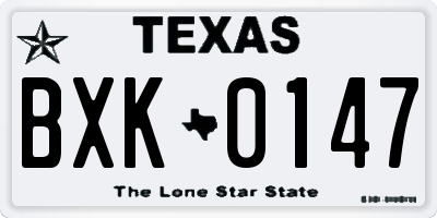 TX license plate BXK0147