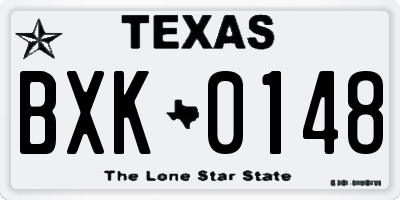 TX license plate BXK0148