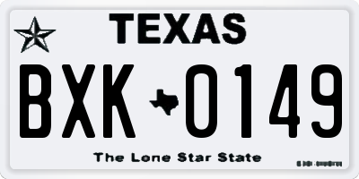 TX license plate BXK0149